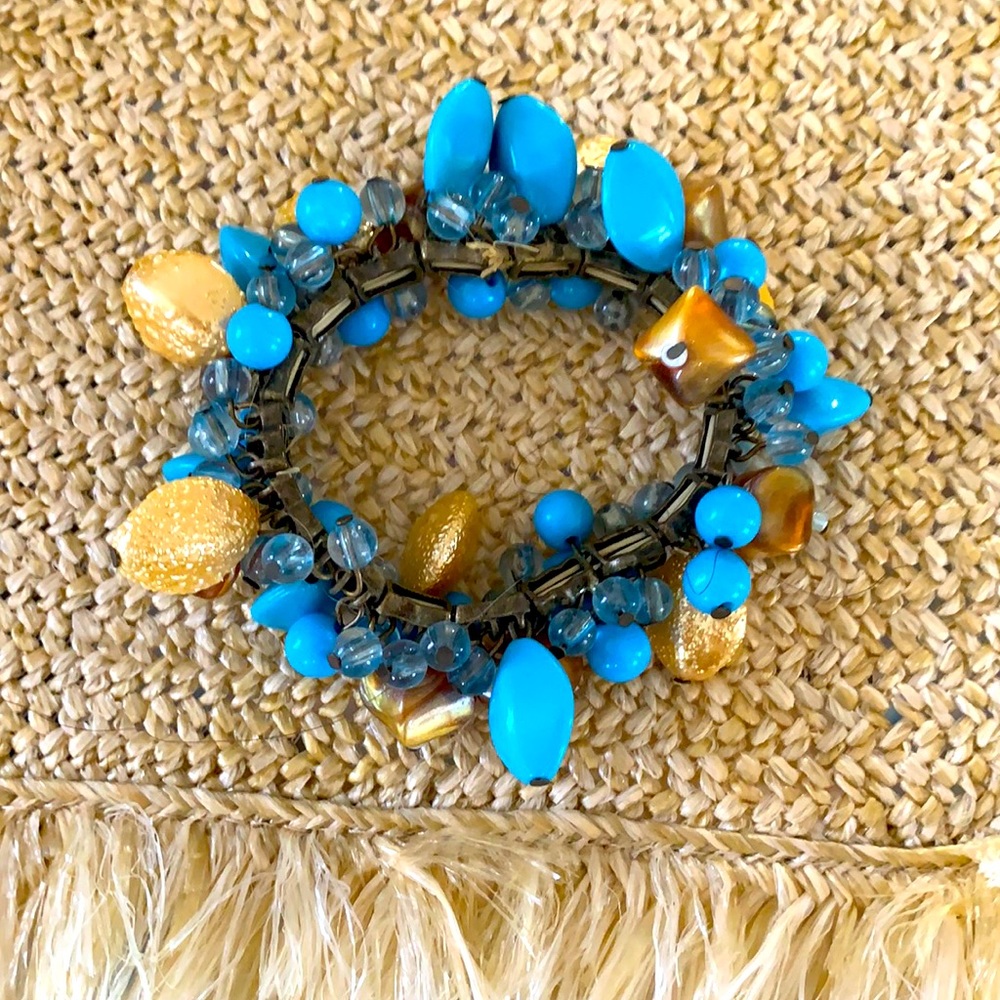 Turquoise and gold stretch bracelet
